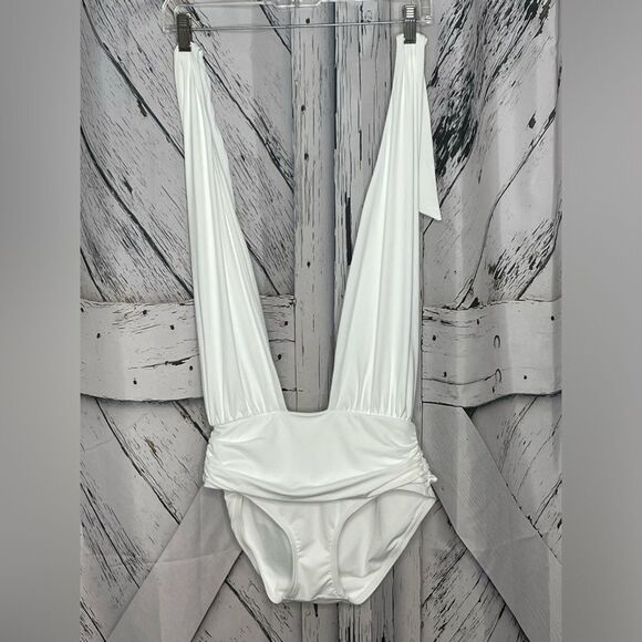 NWT Banana Republic Twisted Knot Swimsuit in White XS - Picture 3 of 9